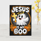 Jesus ist mein Boo Christlicher Glaube Fall-o-ween Karte (Gelbe Blume)