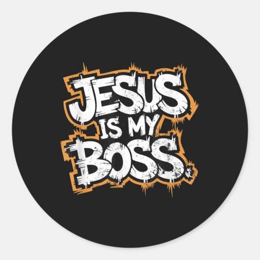 Jesus ist mein Boss Runder Aufkleber (Vorderseite)