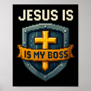 Jesus ist mein Chef Christlicher Schild Superheld