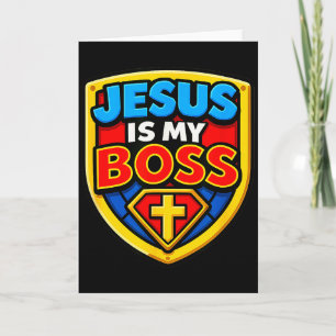 Jesus ist mein Chef Christlicher Schild Superheld Karte