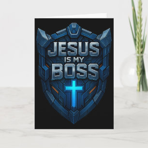 Jesus ist mein Chef Christlicher Schild Superheld  Karte