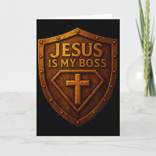 Jesus ist mein Chef Christlicher Schild Superheld  Karte