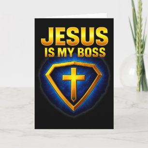 Jesus ist mein Chef Christliches Schild Superheld Karte