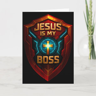 Jesus ist mein Chef Christliches Schild Superheld Karte