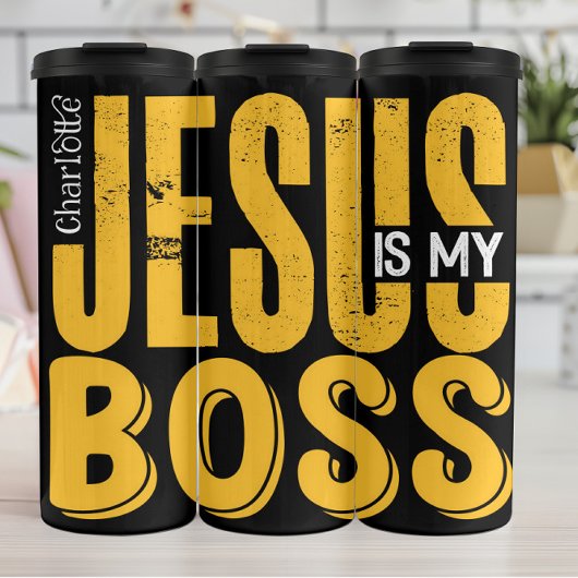 Jesus ist mein Chef Thermosbecher