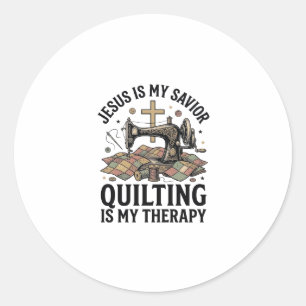 Jesus Ist Mein Erlöser Quilten Ist Meine Therapie Runder Aufkleber