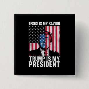 Jesus ist mein Erlöser Trump ist mein Präsident 20 Button