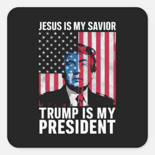 Jesus ist mein Erlöser Trump ist mein Präsident 20 Quadratischer Aufkleber