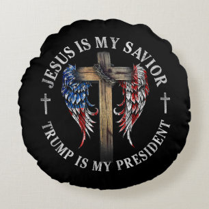 Jesus ist mein Erlöser Trump ist mein Präsident 20 Rundes Kissen
