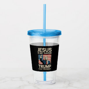 Jesus ist mein Erlöser Trump ist mein Präsident 47 Acryltrinkbecher