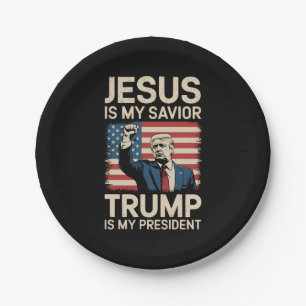 Jesus ist mein Erlöser Trump ist mein Präsident 47 Pappteller