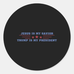 Jesus ist mein Erlöser Trump ist mein Präsident  Runder Aufkleber