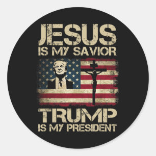 Jesus ist mein Erlöser Trump ist mein Präsident Tr Runder Aufkleber
