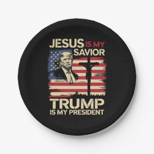 Jesus ist mein Erlöser Trump ist mein Präsident US Pappteller