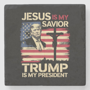 Jesus ist mein Erlöser Trump ist mein Präsident US Steinuntersetzer