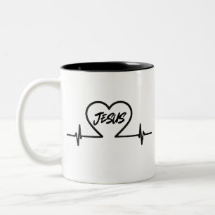 Jesus ist mein Herzschlag-Becher Zweifarbige Tasse