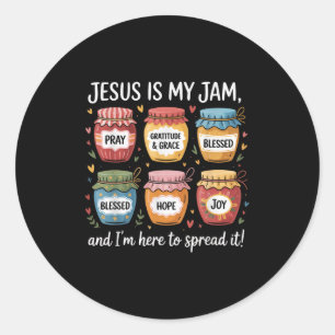 Jesus ist mein Jam und ich bin hier, um Christlich Runder Aufkleber