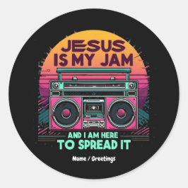 Jesus ist mein Jam und ich bin hier, um seinen Gla Runder Aufkleber