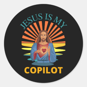 JESUS IST MEIN KOPILOT RUNDER AUFKLEBER