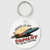 Jesus ist mein Kopilot und wir reiten lustig Schlüsselanhänger (Rückseite)