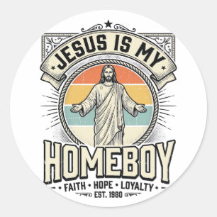 Jesus ist mein Kumpel Vintage religiöses Shirt Runder Aufkleber