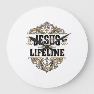 Jesus ist mein Lebensretter Vintage-Christen-Shirt Große Wanduhr