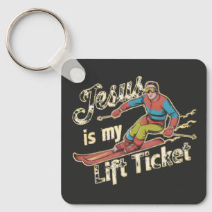 Jesus ist mein Lift Ticket lustiges Christliches S Schlüsselanhänger