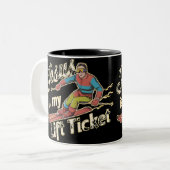 Jesus ist mein Lift Ticket lustiges Christliches S Zweifarbige Tasse (Vorderseite Links)