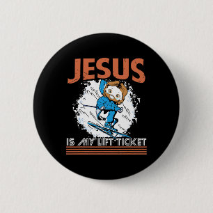 Jesus ist mein Liftticket Wintersport Skifahren Sk Button