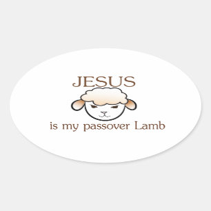 Jesus ist mein Passover Lamm Ovaler Aufkleber
