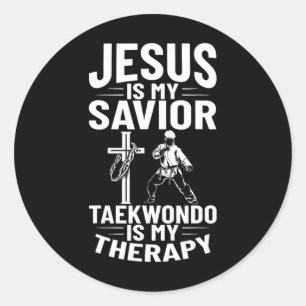 Jesus ist mein Retter Christliches Karate Taekwond Runder Aufkleber
