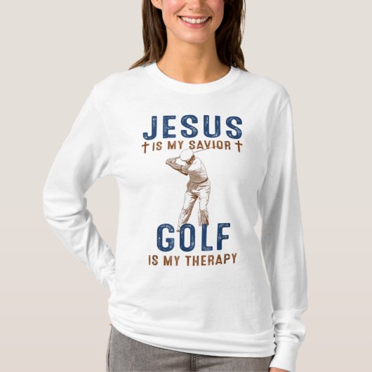Jesus ist mein Retter Golf ist Meine Therapie Funn T-Shirt (Vorderseite)