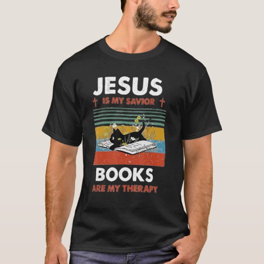 Jesus ist mein Retter Katzen sind meine Therapie T-Shirt (Vorderseite)
