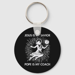 Jesus ist mein Retter Papst ist mein Coach Basketb Schlüsselanhänger
