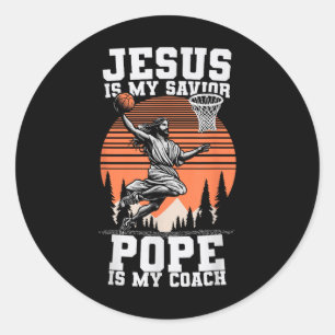Jesus ist mein Retter Papst ist mein Coach Vintage Runder Aufkleber