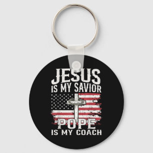 Jesus ist mein Retter Papst ist mein Coach Vintage Schlüsselanhänger