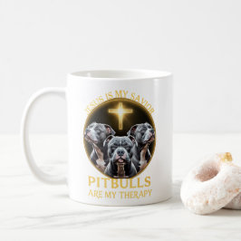 Jesus ist mein Retter Pitbulls sind meine Therapie Kaffeetasse