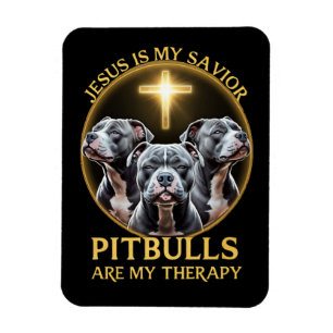 Jesus ist mein Retter Pitbulls sind meine Therapie Magnet