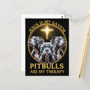 Jesus ist mein Retter Pitbulls sind meine Therapie Postkarte