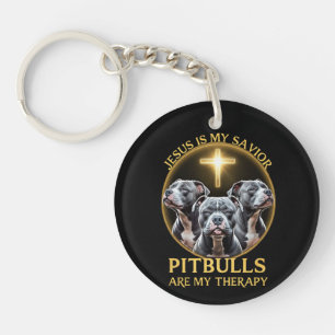 Jesus ist mein Retter Pitbulls sind meine Therapie Schlüsselanhänger