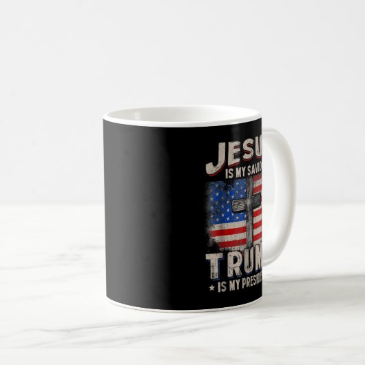 Jesus ist mein Retter, Trump.Is.My Präsident Squar Kaffeetasse (VorderseiteRechts)