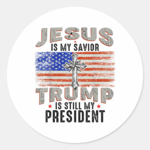 Jesus ist mein Retter Trump ist immer noch mein Pr Runder Aufkleber