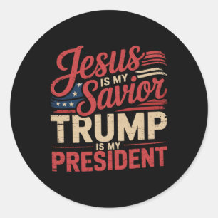 Jesus ist mein Retter Trump ist mein biblischer Pr Runder Aufkleber