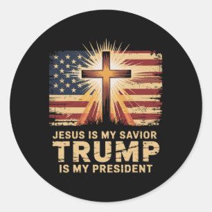 Jesus ist mein Retter Trump ist mein biblischer Pr Runder Aufkleber