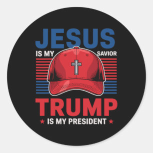 Jesus ist mein Retter Trump ist mein Christlicher  Runder Aufkleber