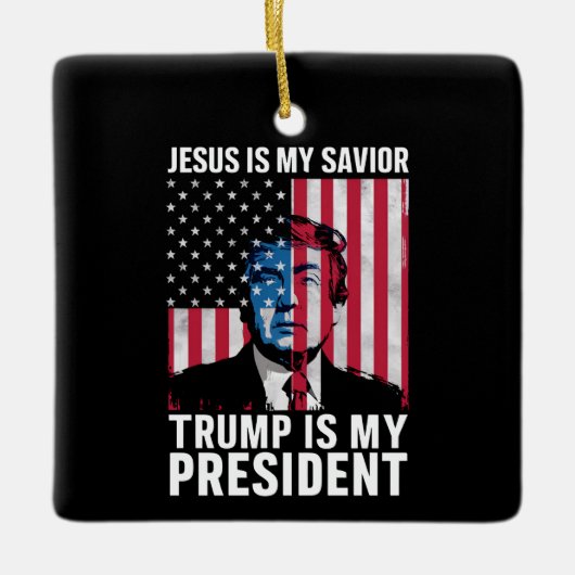 Jesus ist mein Retter Trump ist mein Präsident 202 Keramikornament (Vorderseite)