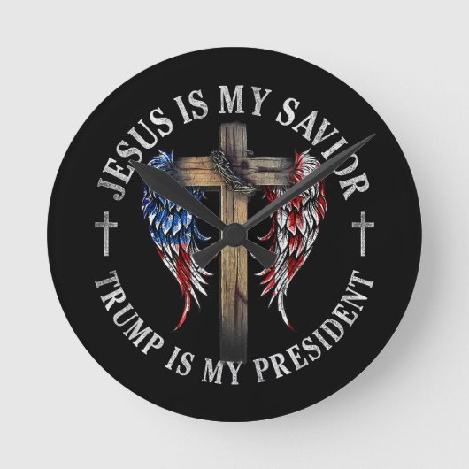 Jesus ist mein Retter Trump ist mein Präsident 202 Runde Wanduhr (Vorderseite)