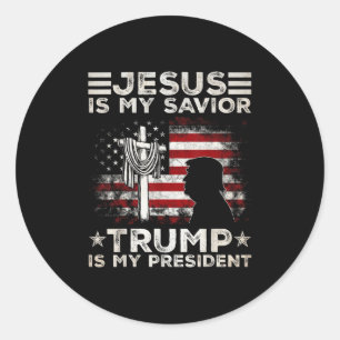 Jesus ist mein Retter Trump ist mein Präsident 202 Runder Aufkleber
