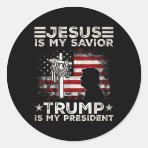 Jesus ist mein Retter Trump ist mein Präsident 202 Runder Aufkleber