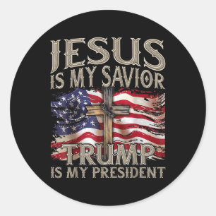 Jesus ist mein Retter Trump ist mein Präsident 202 Runder Aufkleber